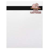 true happiness cute pig in mud cartoon letterhead template