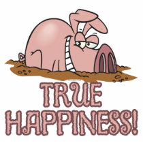 true happiness cute pig in mud cartoon acrylic cut out