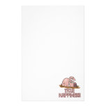 true happiness cute pig in mud cartoon stationery design
