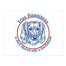 True Happiness with a Dachshund (Longhair) Postcard