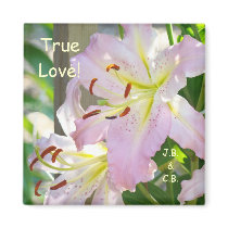 True Love! magnet Name Initials Pink Lily Flowers
