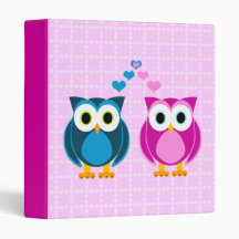 True Love - Owl Cartoon Pink Binder