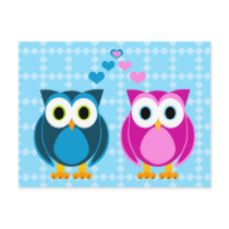 True Love - Owl Cartoon Postcard