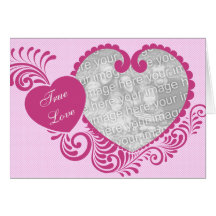 True Love Pink Heart Photo Valentine's Day Card