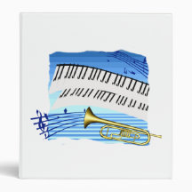 Trumpet and Keyboard, blue theme graphic music Binders
