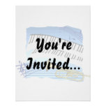 Trumpet and Keyboard, blue theme graphic music Custom Invite