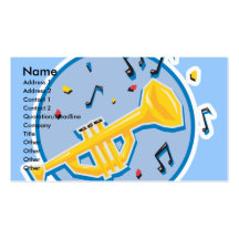 trumpet and music notes business card