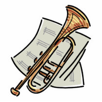 trumpet and sheet music photo sculpture
