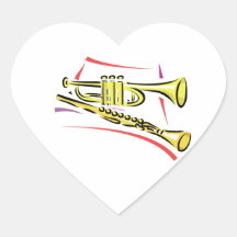 Trumpet and  Soprano Sax Graphic Image Yellow Sticker