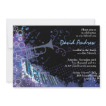 Trumpet & Piano Musical Bar Bat Mitzvah Invitation