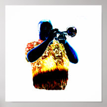 Trumpet Player Blues Orange Red shirt Print