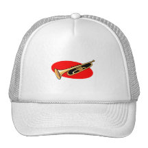 Trumpet Simple Design Red Background Mesh Hats
