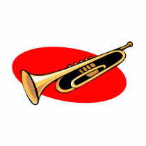Trumpet Simple Design Red Background Photo Sculpture