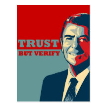 TRUST BUT VERIFY 10X10 POSTCARD