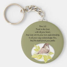 Trust in the Lord Scripture with Watercolor Bird Key Chains