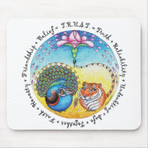 'Trust' peacock & tiger Mouse Pad
