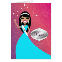 TT-Miss Beauty Princess Black Hair| Congratz Card