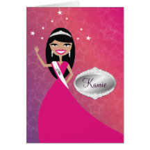 TT-Miss Beauty Princess Black Hair| Congratz Card