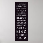 TTC - Longue affiche de stations allant vers le su