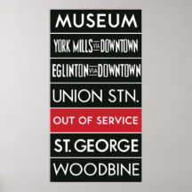 TTC Subway Destination Sign v1 Print