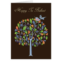 Tu Bishvat - Fig Tree And Bird - Card For Tu Bishv