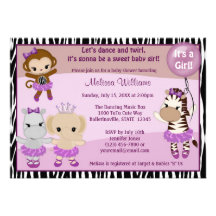 Tu Tu Cute Baby Shower invitation MONKEY GIRL TTC2