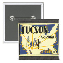 Tucson Arizona The Sunshine City, Vintage Button