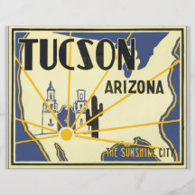 Tucson Arizona The Sunshine City, Vintage Flyer Design