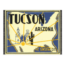 Tucson Arizona The Sunshine City, Vintage Post Card