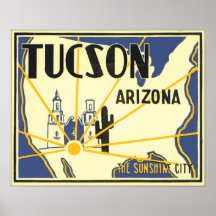 Tucson Arizona The Sunshine City, Vintage Poster