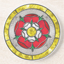 Tudor Rose Stained Glass Drink Coasters