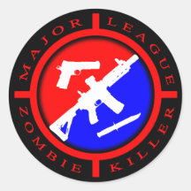 Tueur de zombi de ligue - armes autocollants ronds