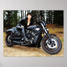 Tuff motorcykel med tuff mc-tjej! posters