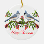 Tufted Titmouse Couple Holiday Ornament
