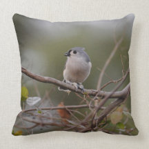 Tufted Titmouse Throw Pillows