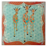Tuile azurée et ambre de girafes carreaux