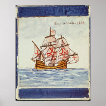 Tuile d'Azulejos dépeignant un bateau, de Sagres Posters