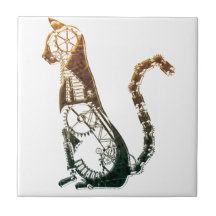 Tuile de chat de Steampunk Carreaux En Céramique
