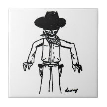 Tuile de croquis de cowboy carreaux en céramique