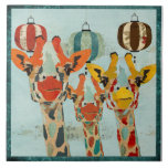 Tuile jetante un coup d'oeil de trois girafes carreaux