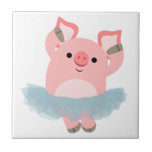 Tuile mignonne de porc de ballerine de bande dessi carreaux