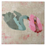 Tuile rose et olive grunge de cygnes carreaux