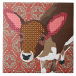 Tuile rouge de cerfs communs chéris rétro carreaux