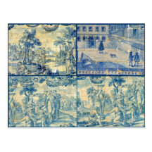Tuiles bleues cartes postales