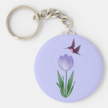 Tulip and Hummingbird Keychain