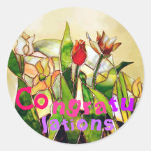 Tulip Ground Congratulations Art Sticker pink シール・ステッカー