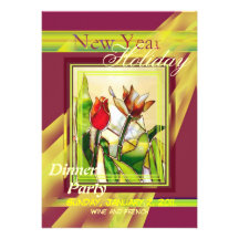 Tulip Ground Red and Gold  Party Invitation 自分だけの招待状