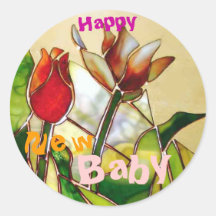 Tulip Happy New Baby Stickers 丸形シール・ステッカー