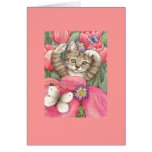 Tulip Kitten Blank Note Card