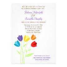 Tulip Multi-colour Rainbow Wedding Invitation